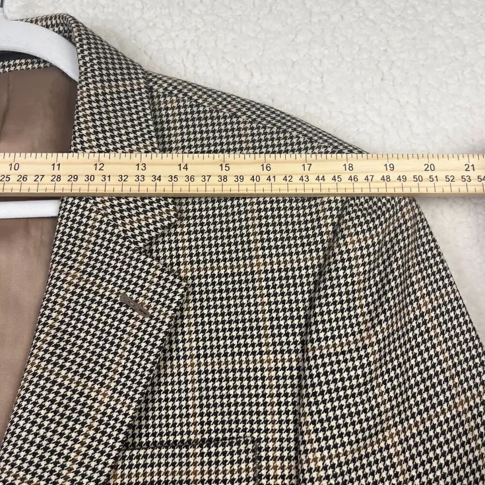 Ralph Lauren Mens‎ Blazer Sport Coat Two Button Jacket 100% Wool 42R HoundsTooth
